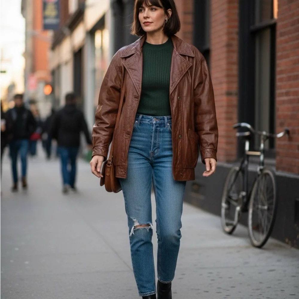 Avanti Vintage 80s Brown Leather Jacket